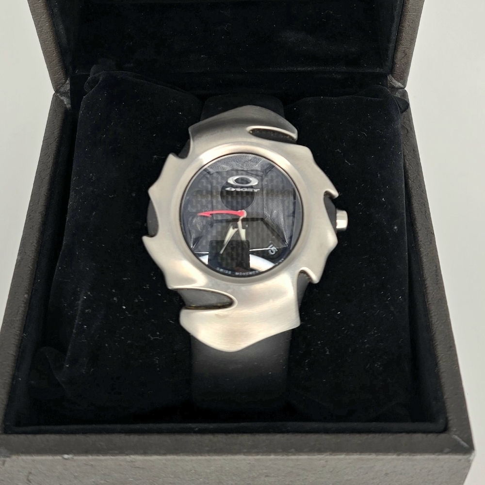 Oakley Silver and Black Analog Watch
